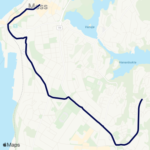 Østfold kollektivtrafikk Ryggeveien-Øreåsen map