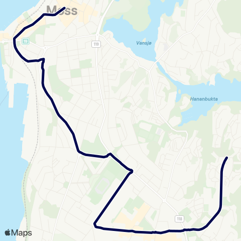 Østfold kollektivtrafikk Varnaveien-Øreåsen map