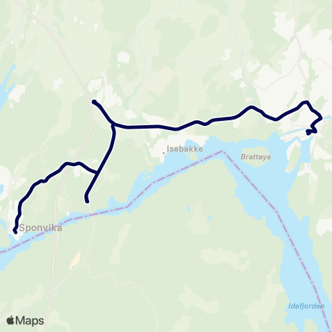 Østfold kollektivtrafikk Halden-Sponvika map