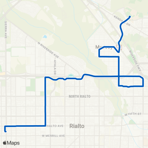 Omnitrans Fontana - Muscoy - Cal State map
