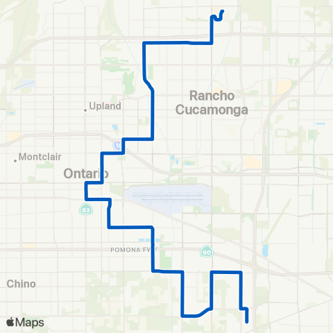 Omnitrans Chaffey College - Ontario - Eastvale map