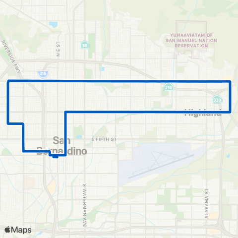 Omnitrans San Bernardino - Baseline - Highland map
