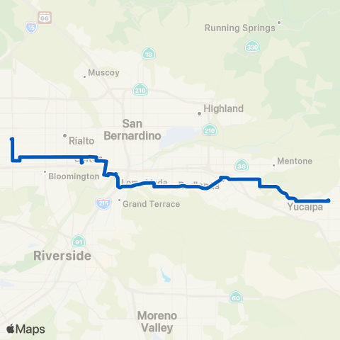 Omnitrans Fontana - Colton - Yucaipa map