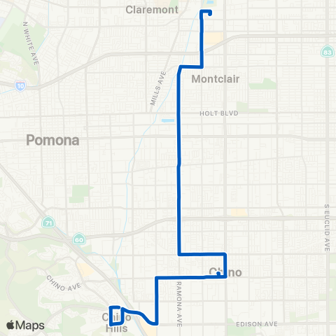 Omnitrans Chino Hills - Ramona - Montclair map