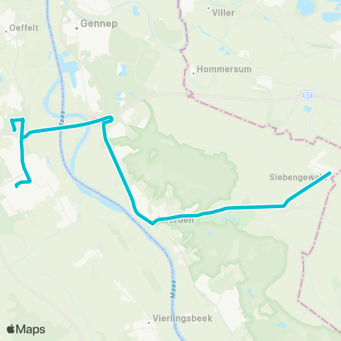 Arriva Siebengewald - Boxmeer map