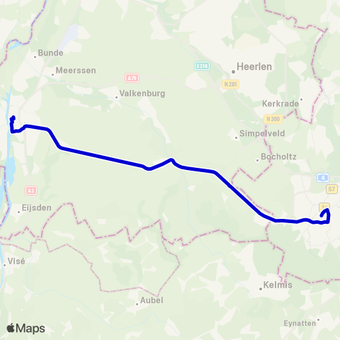 Arriva Maastricht via Gulpen - Aachen map