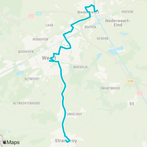 Arriva Nederweert via Weert - Stramproy map