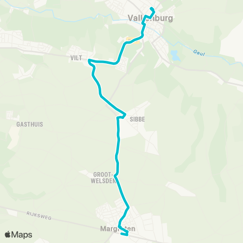 Arriva Valkenburg via Sibbe - Margraten map