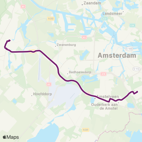 Connexxion Haarlem Station - Amsterdam Bijlmer ArenA map