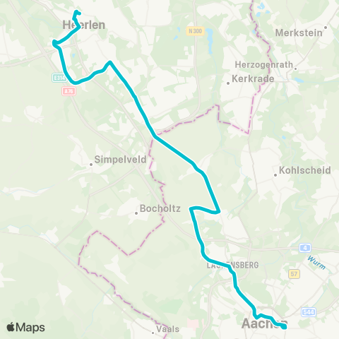 Arriva Heerlen via Parkstad Stadion - Aachen map