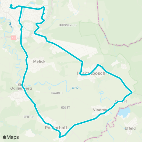 Arriva Roermond via Herkenbosch - Roermond. map