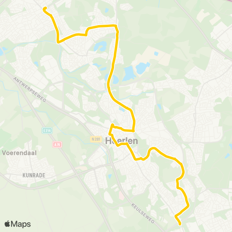 Arriva Hoensbroek via Heerlen - Parkstad Stadion map