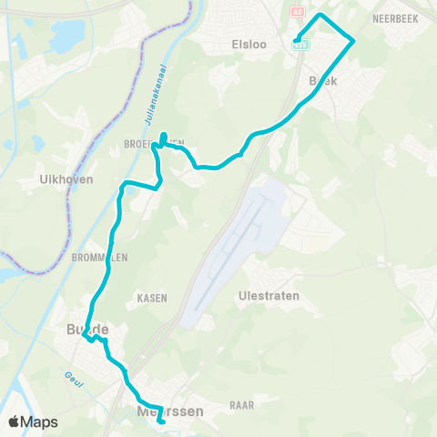 Arriva Beek-Elsloo via Geulle - Meerssen map