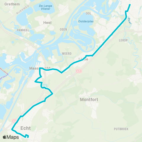 Arriva Roermond via Linne - Echt map