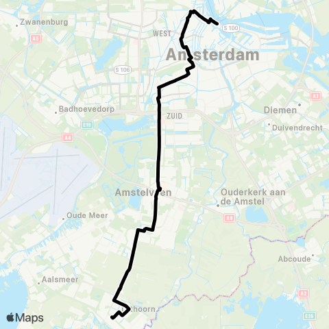 Connexxion Uithoorn Busstation - Amsterdam CS map