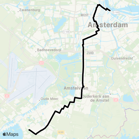 Connexxion Aalsmeer Busstation - Amsterdam CS map