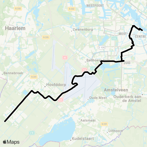Connexxion Nieuw-Vennep P+R Getsewoud Zuid - Amsterdam CS map