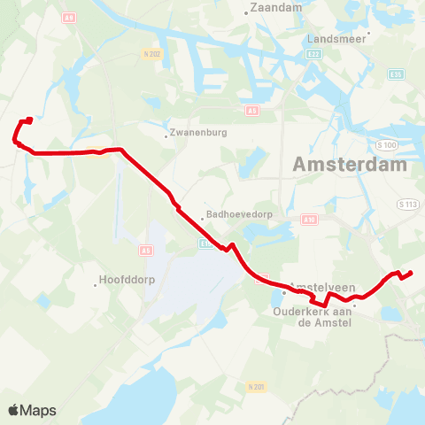R-net Haarlem Station - Amsterdam Bijlmer ArenA map