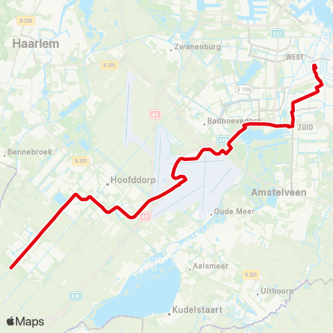 R-net Nieuw-Vennep P+R Getsew - Amsterdam Elandsgracht map