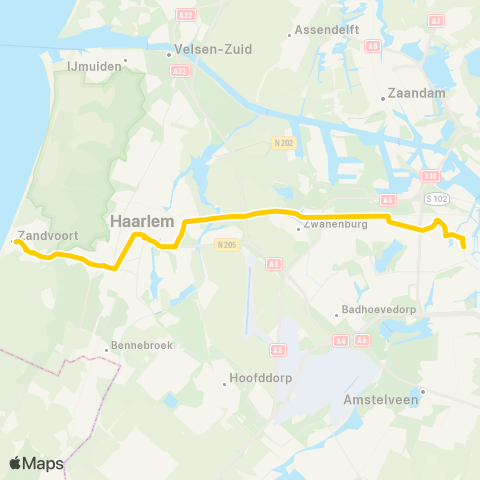 Connexxion Zandvoort Centrum - Amsterdam Elandsgracht map