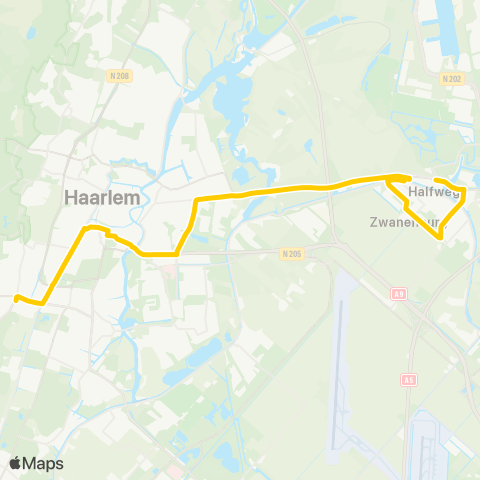 Connexxion Zwanenburg Kinheim - Aerdenhout Boekenroodeweg map