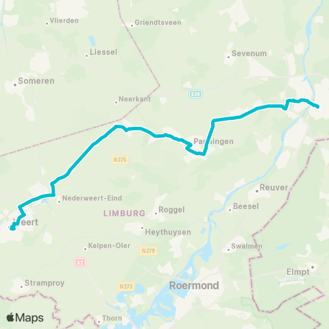 Arriva Venlo via Meijel - Weert map