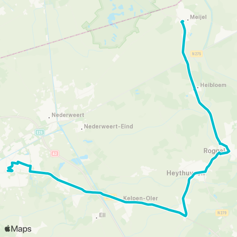 Arriva Weert via Roggel - Meijel map