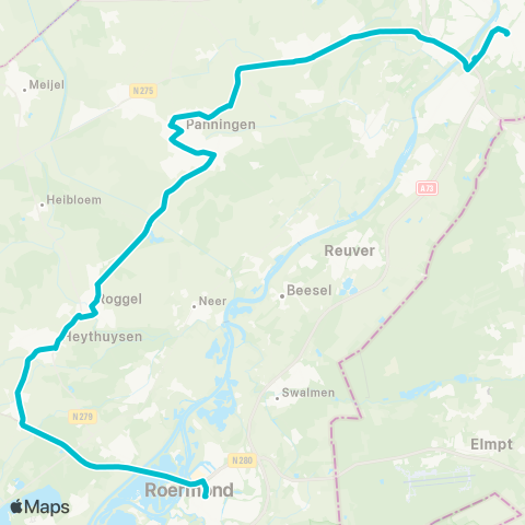 Arriva Roermond via Panningen - Venlo map