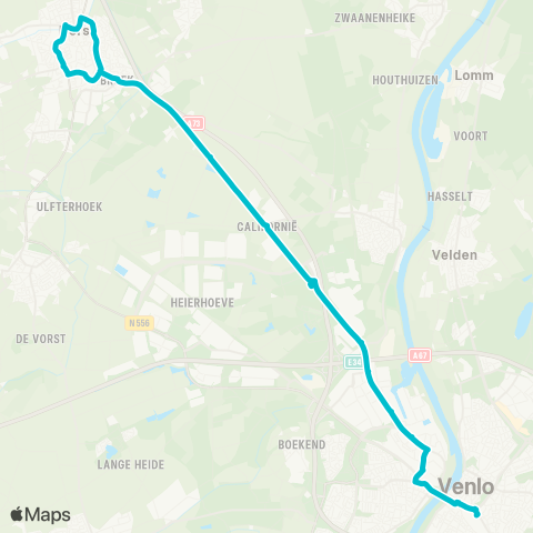 Arriva Venlo via Greenport - Horst map