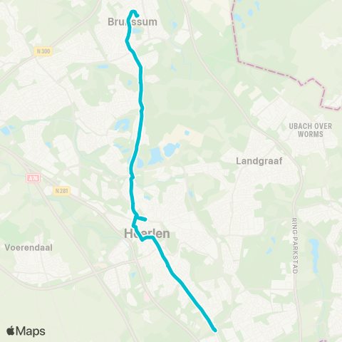 Arriva Brunssum via Heerlen - Parkstad Stadion map