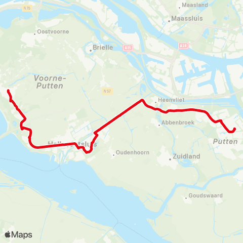 R-net Rockanje via Hellevoetsluis - Spijkenisse map