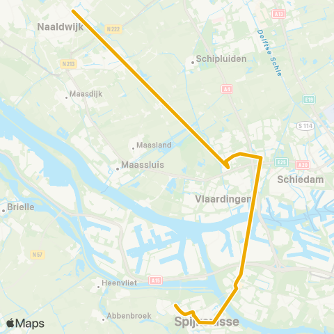 EBS Spijkenisse via Schiedam - Honselersdijk map