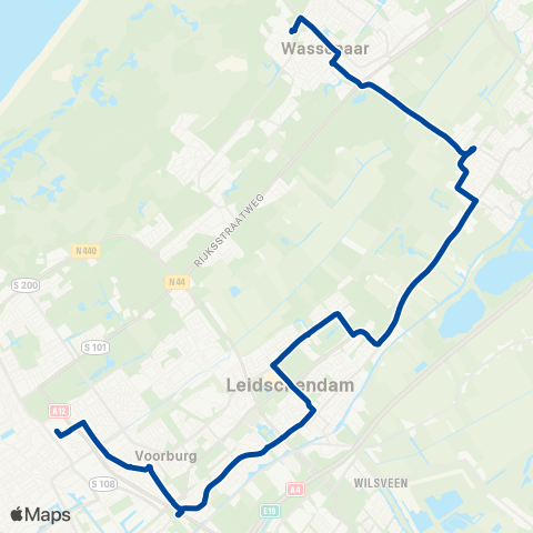 EBS Den Haag Centraal via Voorschoten - Wassenaar map