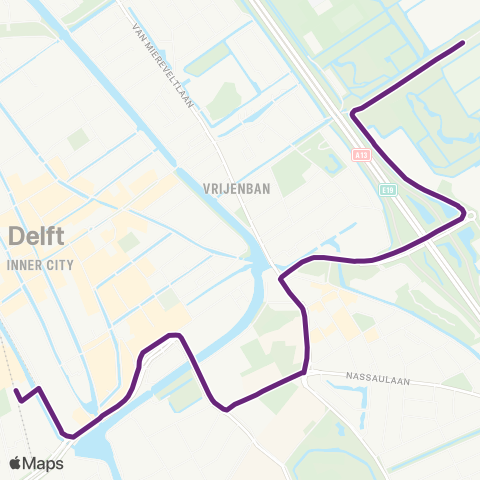 EBS Station Delft via IKEA - Delftsehout map