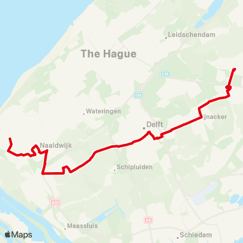 R-net 's-Gravenzande via Naaldwijk en Delft - Zoetermeer map