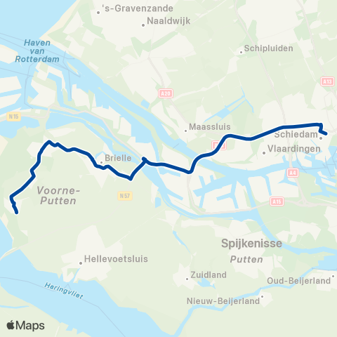 EBS Rockanje via Brielle - Schiedam Centrum map