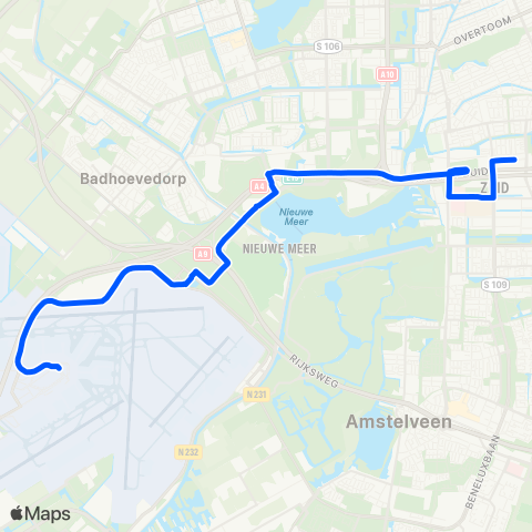 Connexxion Schiphol Airport - Amsterdam Station Zuid map
