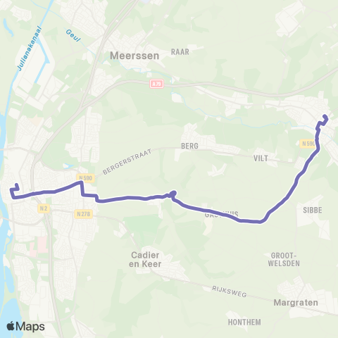Arriva Maastricht via Bemelen - Valkenburg map