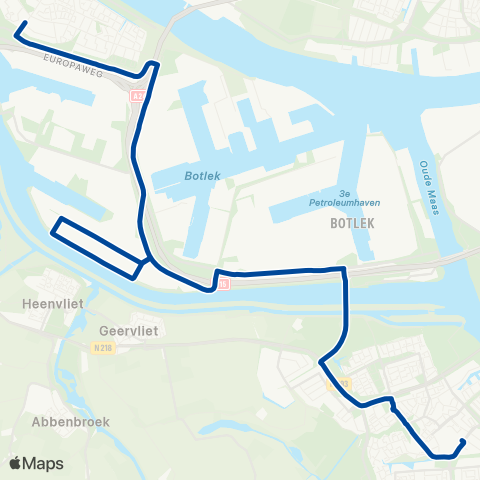 EBS Rozenburg via Botlek Distripark - Spijkenisse map