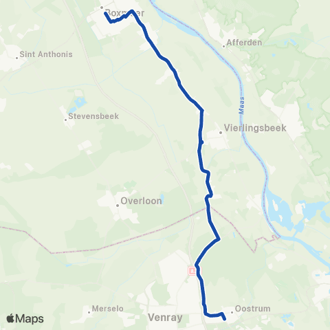 Arriva Snelbus ipv trein Boxmeer <-> Venray map