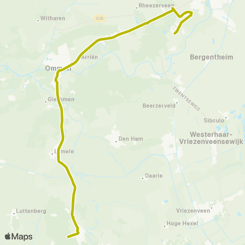 Arriva Rheeze - Avonturenpark Hellendoorn map