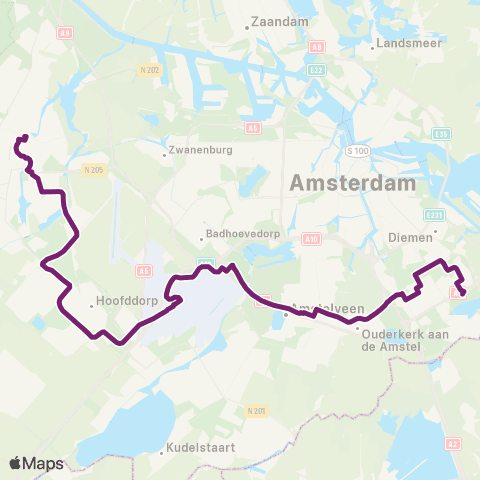 Connexxion Haarlem Station - Amsterdam Bijlmer ArenA map