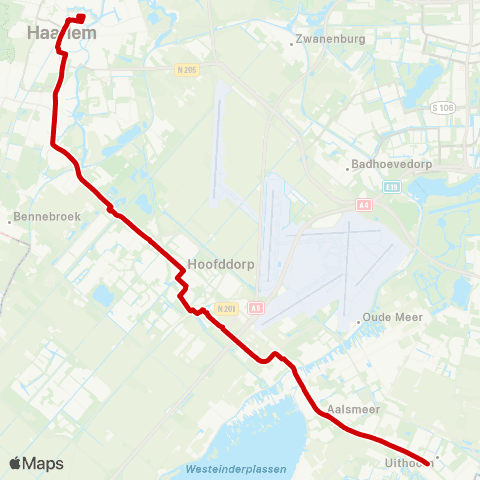 Connexxion Haarlem Station - Uithoorn Busstation map