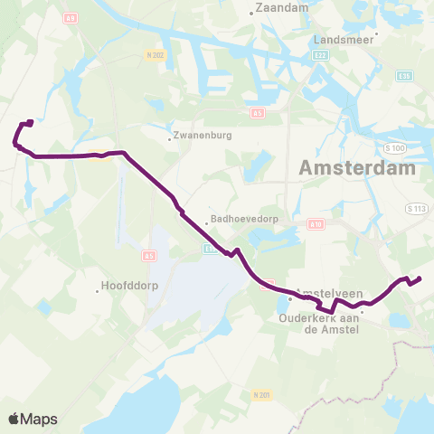 Connexxion Haarlem Station - Amsterdam Bijlmer ArenA map