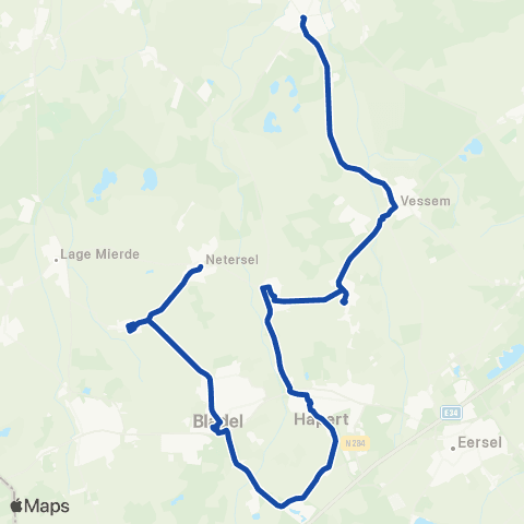Hermes Middelbeers - Hoogeloon - Hapert - Bladel map
