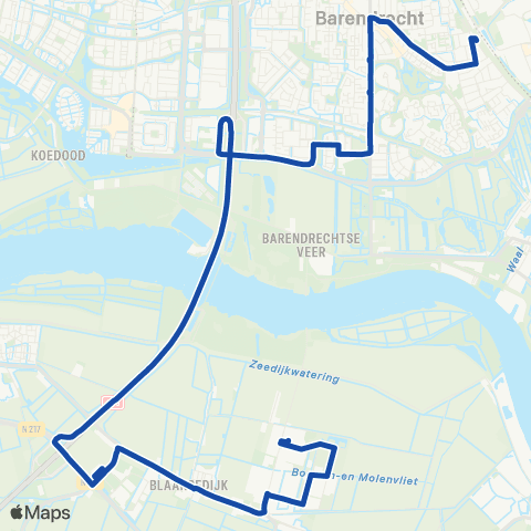 Transdev Barendrecht Station - Heinenoord Witte Boerderij map