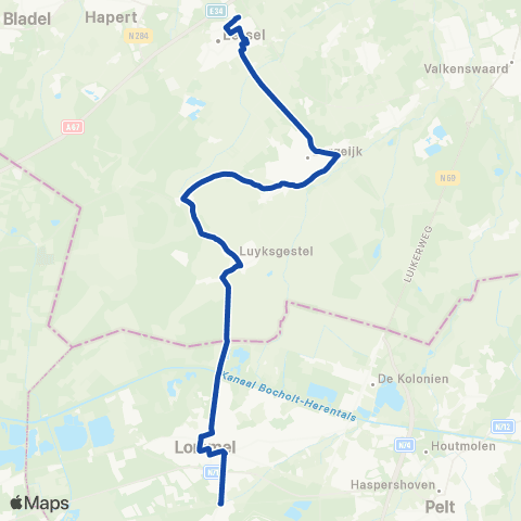 Hermes Eersel - Weebosch - Lommel map