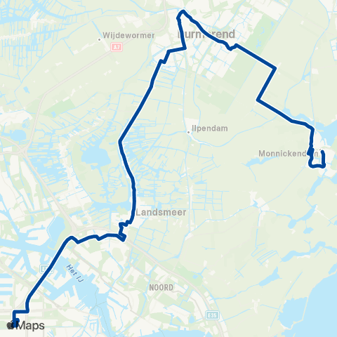 MeerPlus Monnickendam via Purmerend - Amsterdam Sloterdijk map