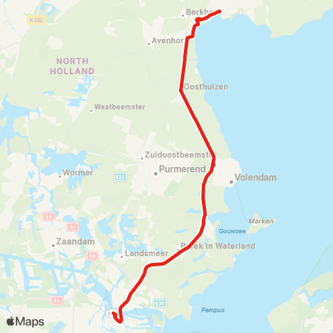 MeerPlus Amsterdam Centraal via Edam - Hoorn map