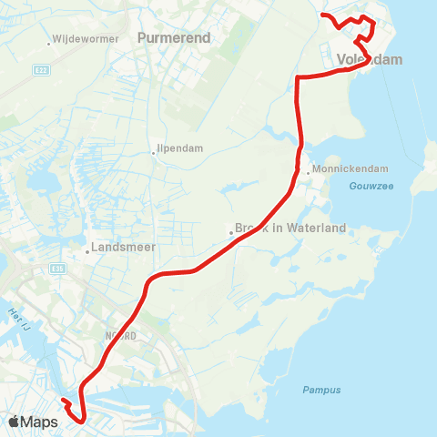 MeerPlus Amsterdam Centraal via Volendam - Edam map